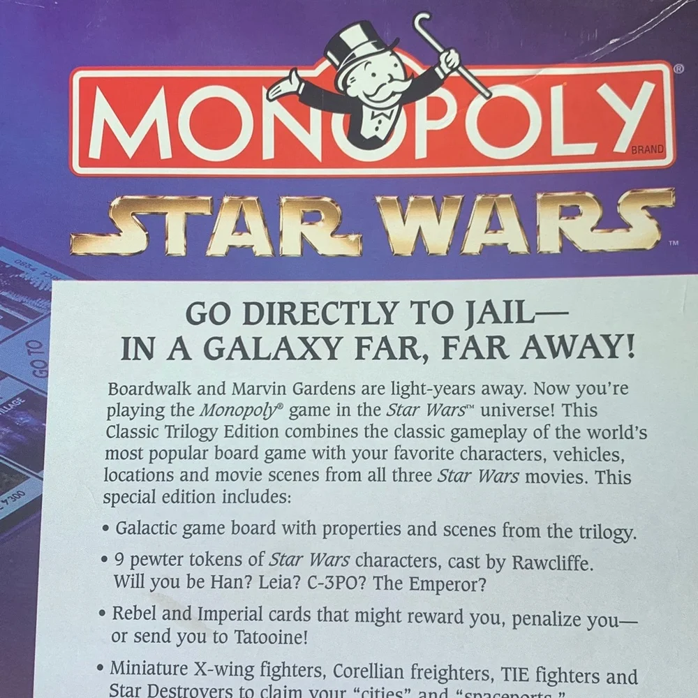 Monopoly Star Wars Classic Trilogy Edition Parker Bros. NEW Open Box - Picture 3 of 12